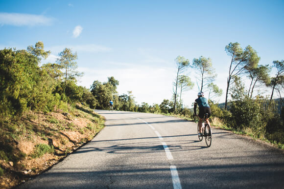 a cyclist on the road