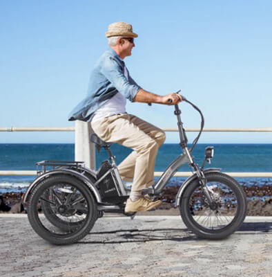 man riding fafrees f20 mate cargo e bike 