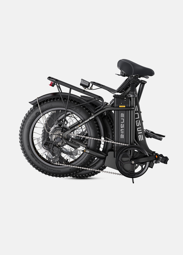 a folded onyx black engwe l20 2.0 electric bike