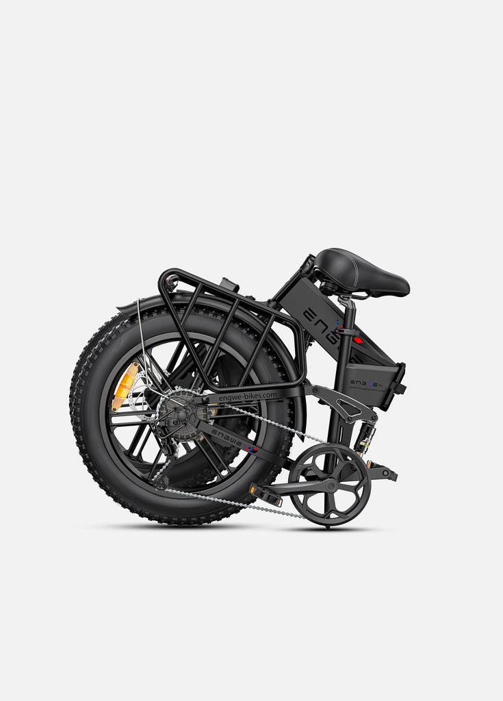 a folded black engwe engine pro e-bike