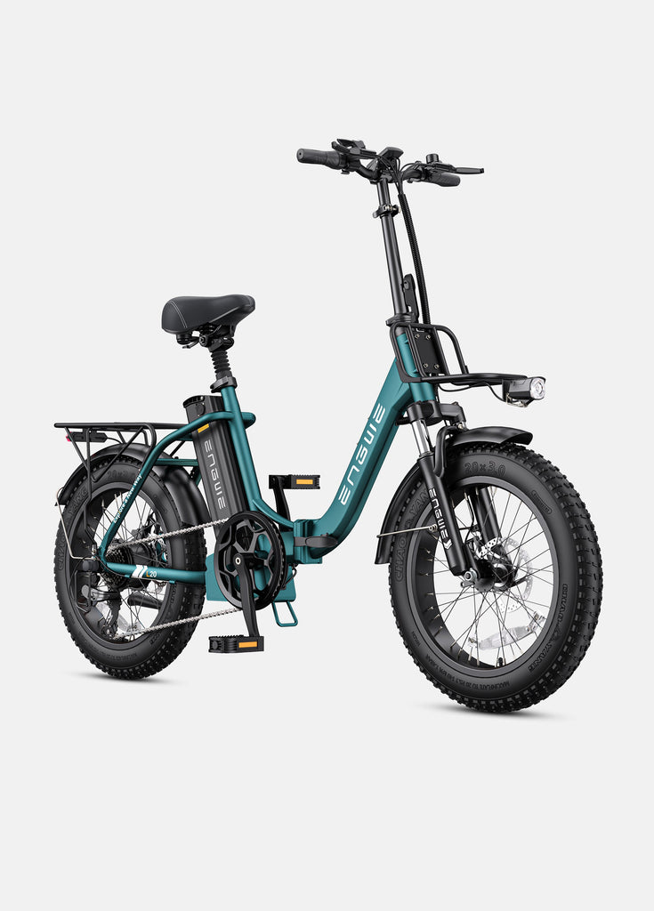 side view of sea green engwe l20 2.0 folding electric bike