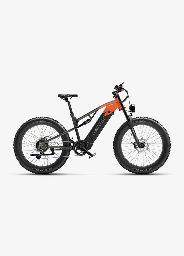 This is a mountain bike with an orange and black frame.