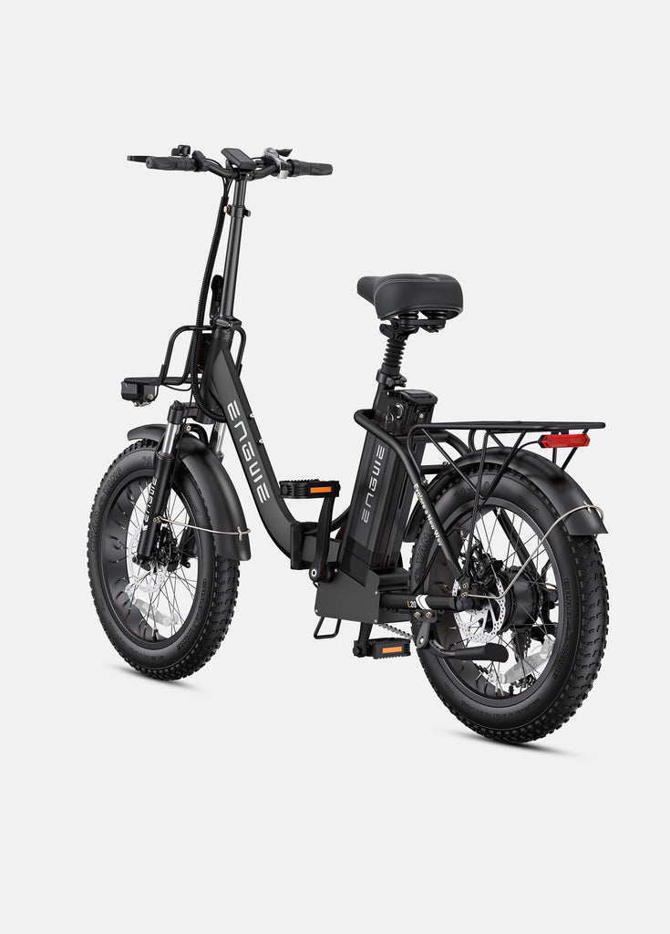 side view of onyx black engwe l20 2.0 folding electric bike