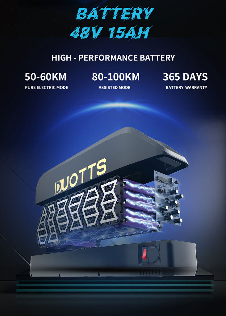 The DUOTTS C29's high-performance 15AH battery