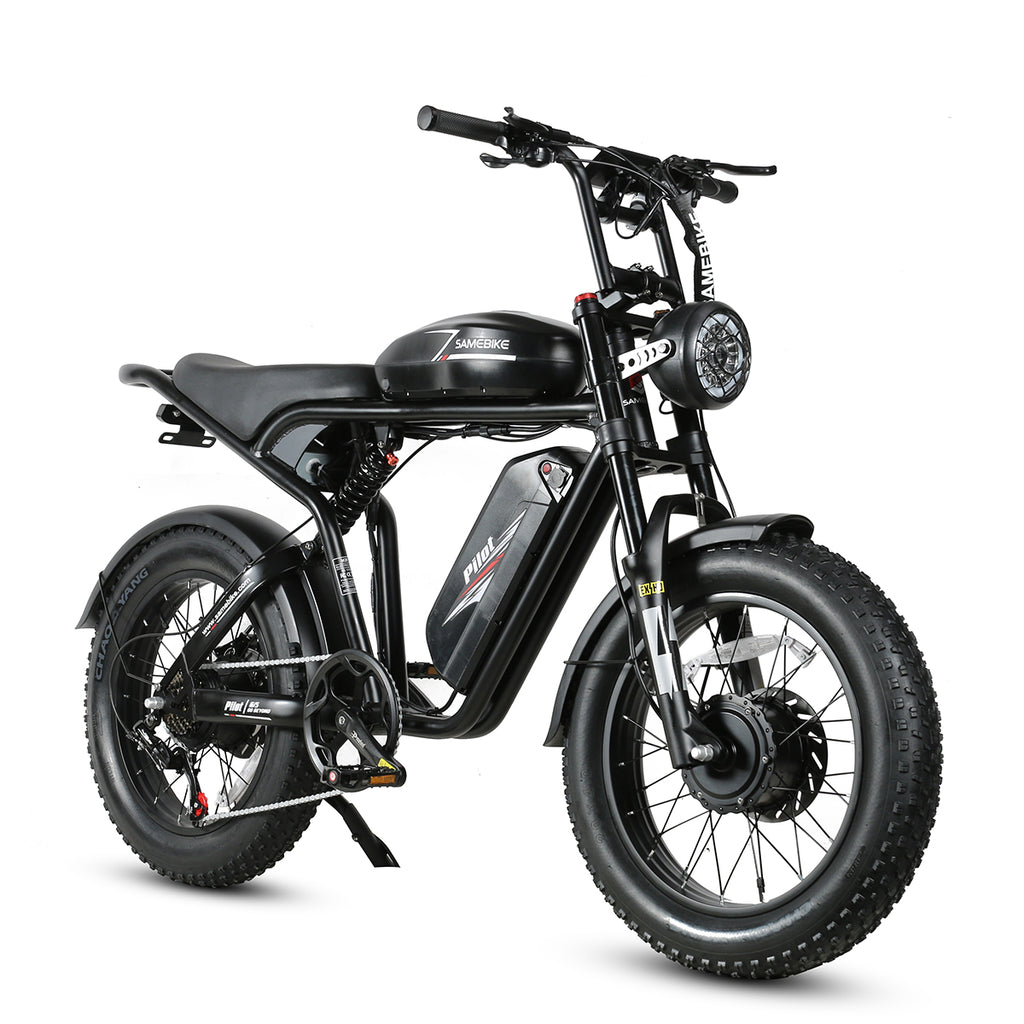a black samebike m20-iii electric bike for hunting with 2 batteries