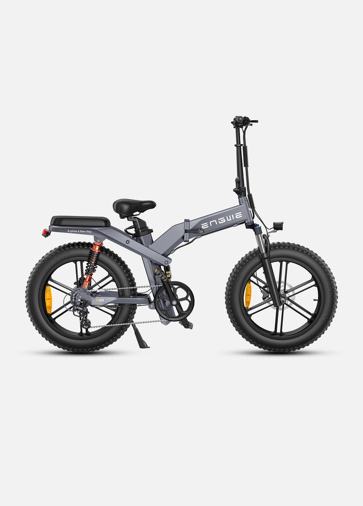 a gray engwe x20 folding fat tire e-bike