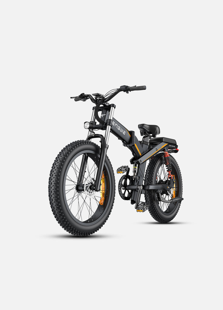 a black engwe x24 e-bike with fat bike tires